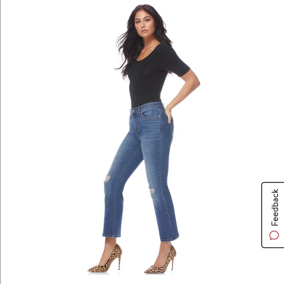 Denim - Sofia Vergara High Waist Crop Kick Flare Jeans.